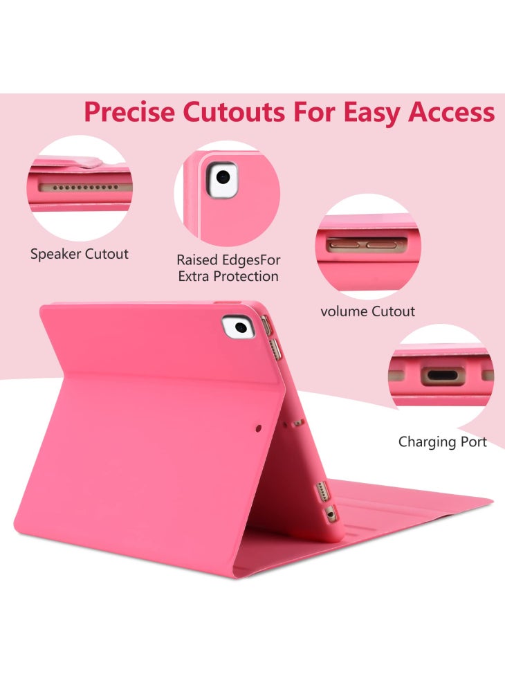 RGB-1029D Bluetooth-compatible Keyboard Case for iPad 10.2 (2021)/(2020)/(2019)/iPad Air 10.5 inch (2019)/Pro 10.5-inch (2017) Leather Cover - Watermelon Red - Image 4